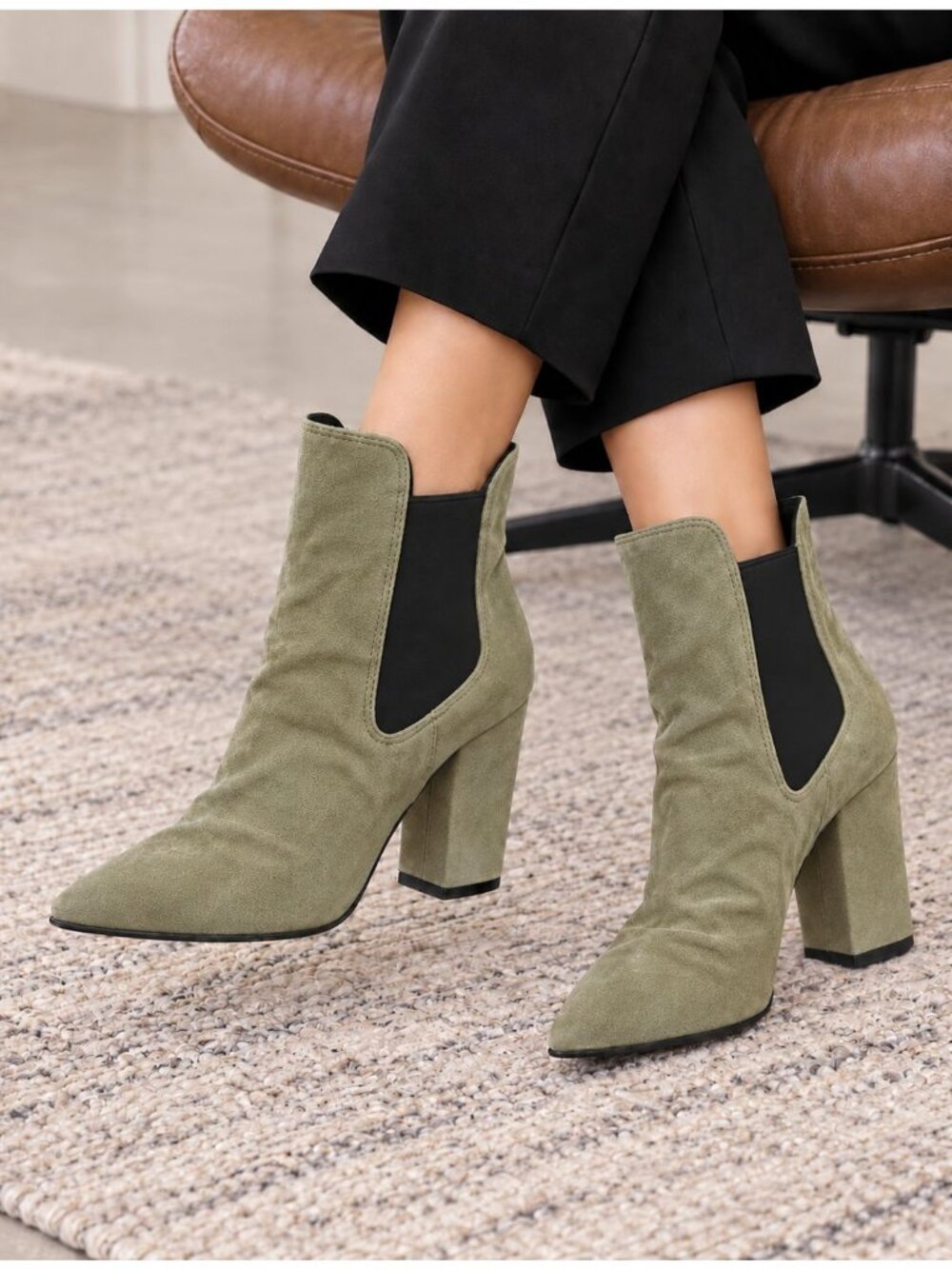 Kristin Cavallari Chinese Laundry Suede Starlight Booties Green SZ 9 Pointed Toe